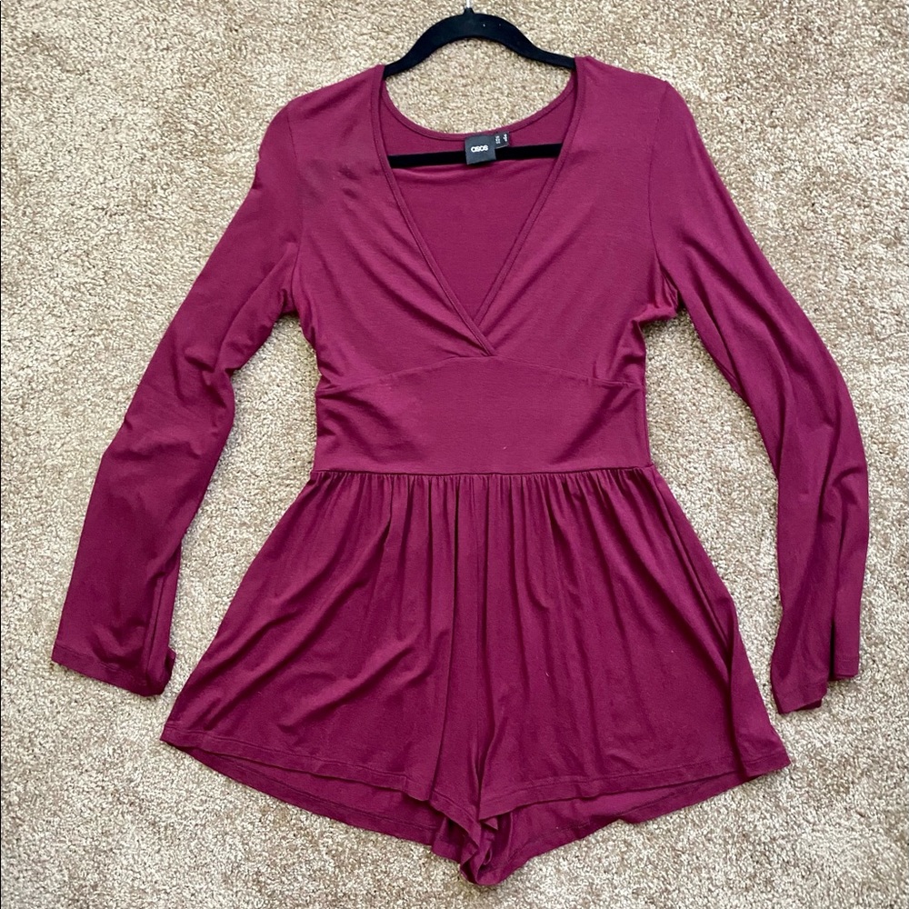Long sleeve maroon romper